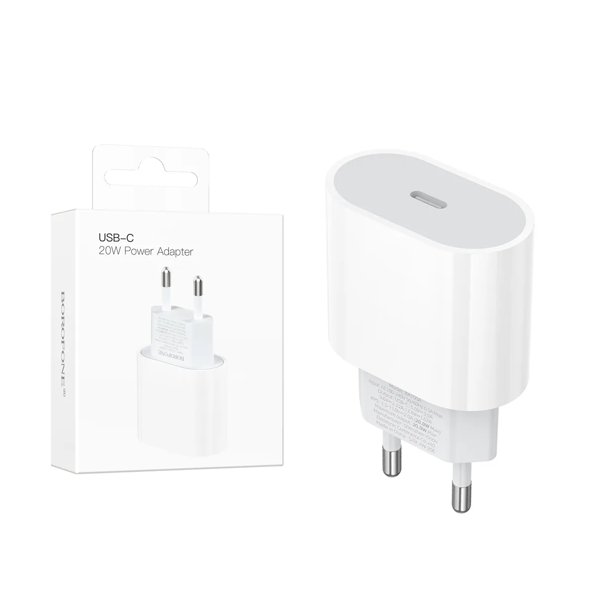 Сетевое зарядное устройство Type-C Borofone BA100A (20W, PD) Белый