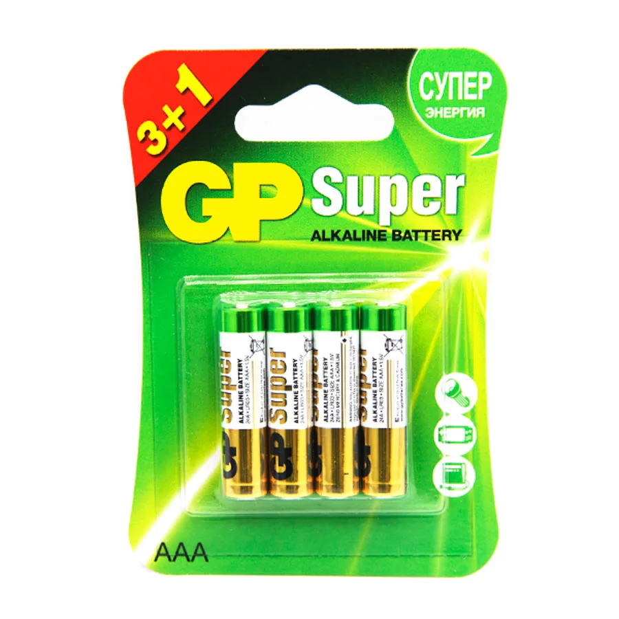 Батарейка AAA LR03 GP Super Alkaline 1.5V (4 шт. в блистере)