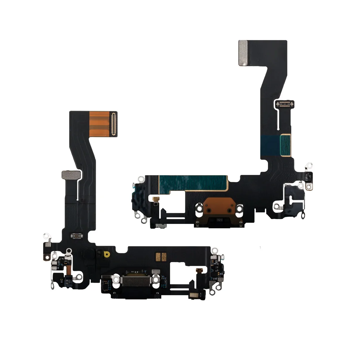 Шлейф для iPhone 12/12 Pro (A2403/A2407) на системный разъем/микрофон Черный - Премиум