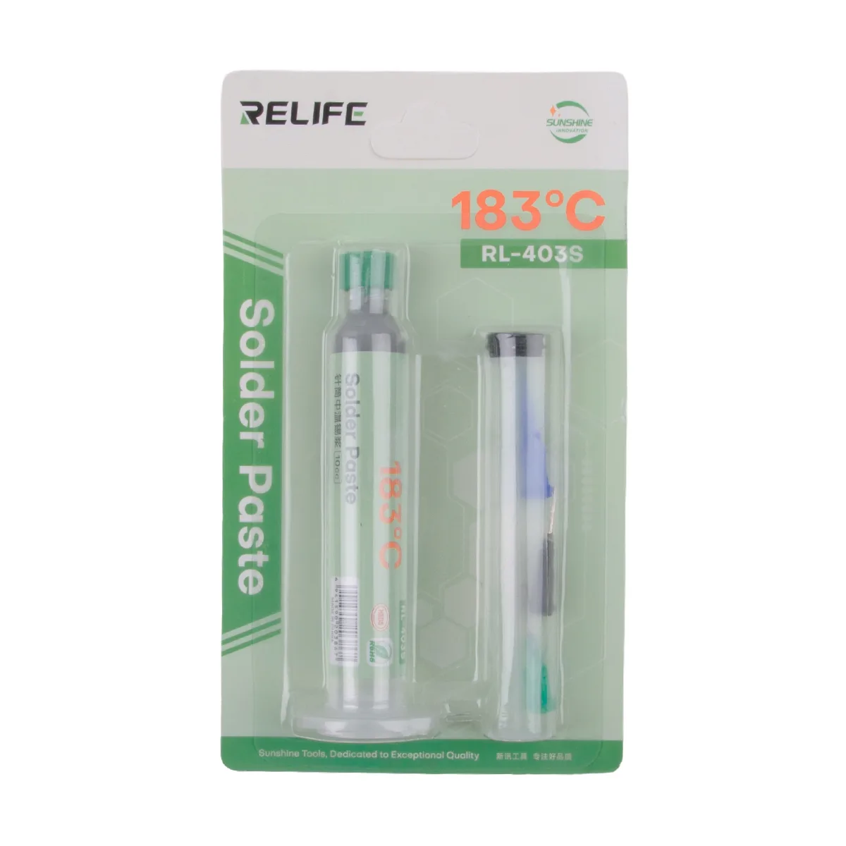 Паста паяльная Relife RL-403S (40 г, среднетемпературная 183°C, в шприце)