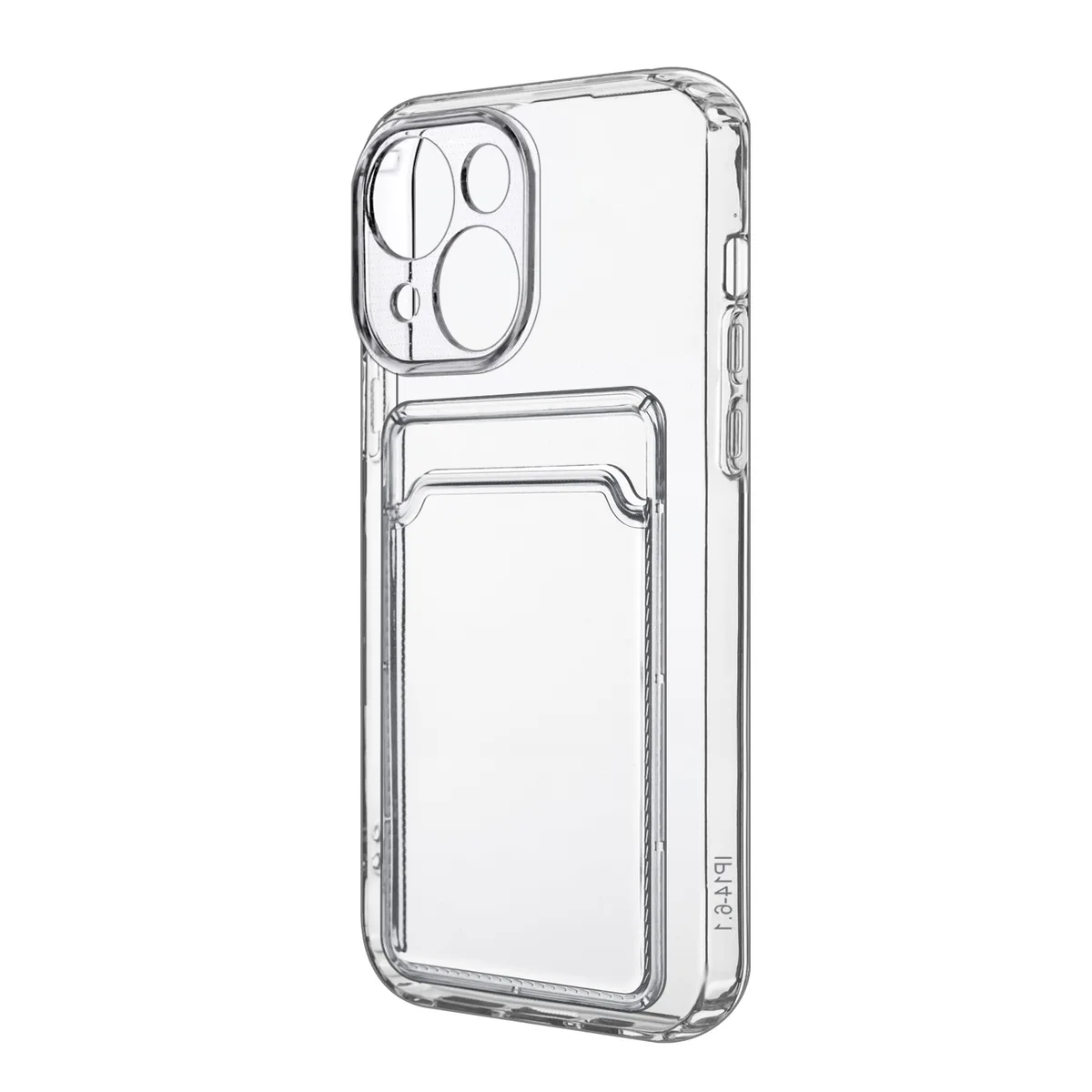 Чехол-накладка для iPhone 14 (с защитой камеры, карманом для карт, прозрачный)