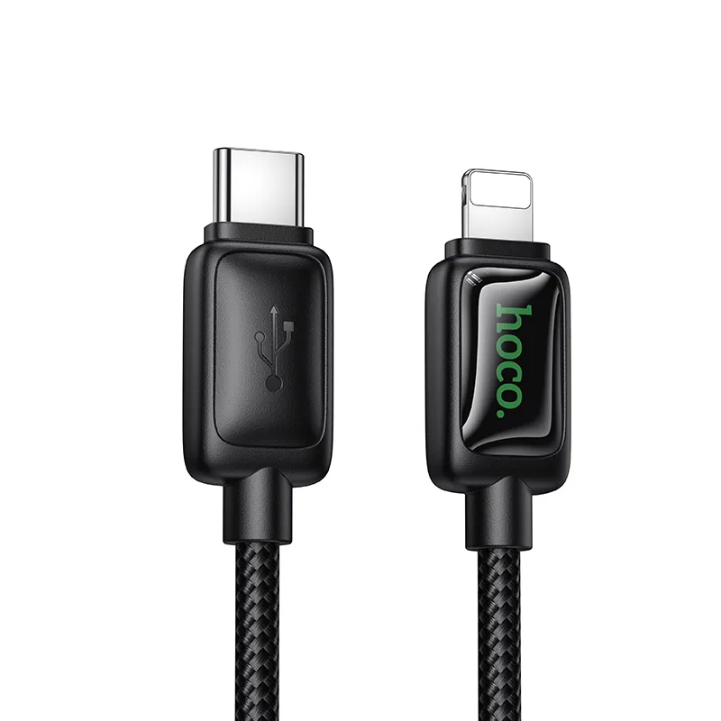 Кабель Type-C - Lightning Hoco U146 (3A, 30W, PD, оплетка нейлон, 1.2 м) Черный