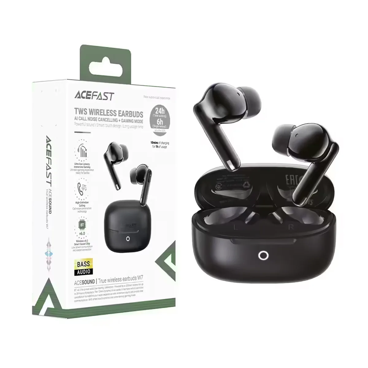 Беспроводные наушники Bluetooth Acefast W7 (TWS, вакуумные, активное шумоподавление) Черный