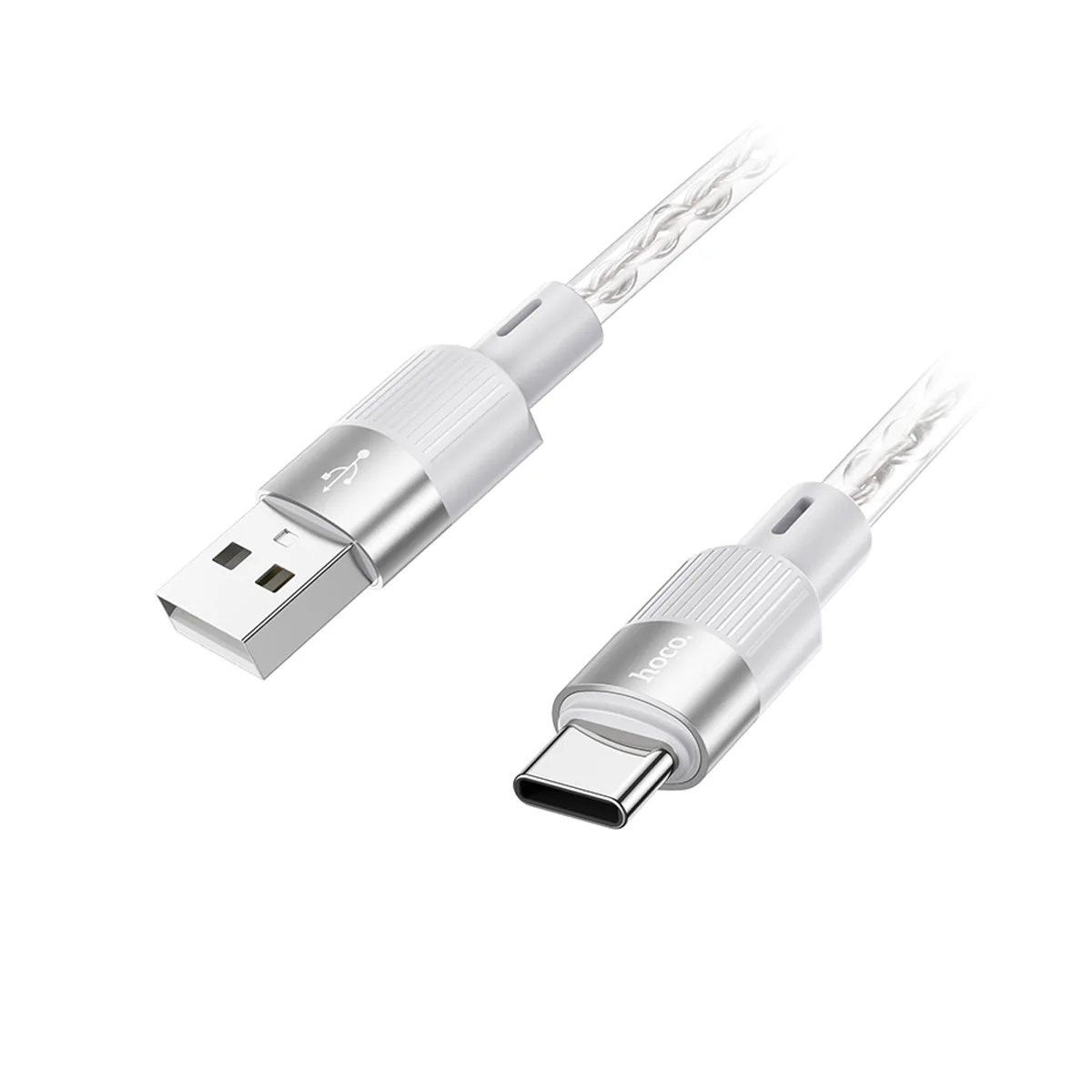 Кабель USB - Type-C Hoco X99 (3A, прозрачный силикон, термостойкий) Серый