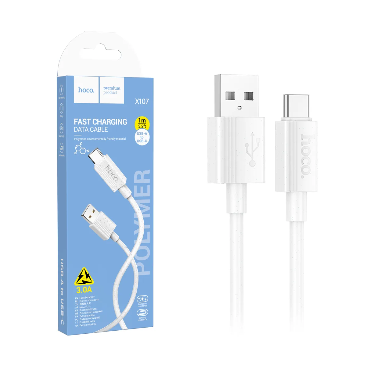 Кабель USB - Type-C Hoco X107 (3A) Белый