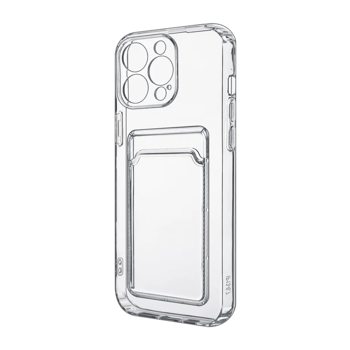 Чехол-накладка для iPhone 13 Pro Max (с защитой камеры, карманом для карт, прозрачный)