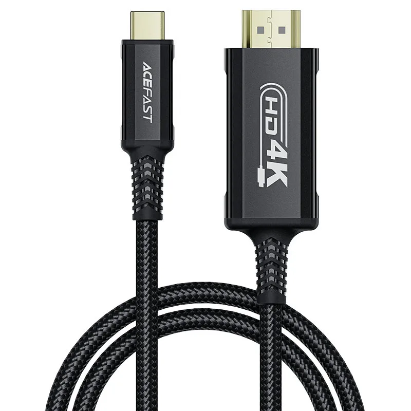 Кабель Type-C - HDMI Acefast C1-10 (ver 2.1, 4K/60 Hz, оплетка нейлон, 1.8 м) Черный