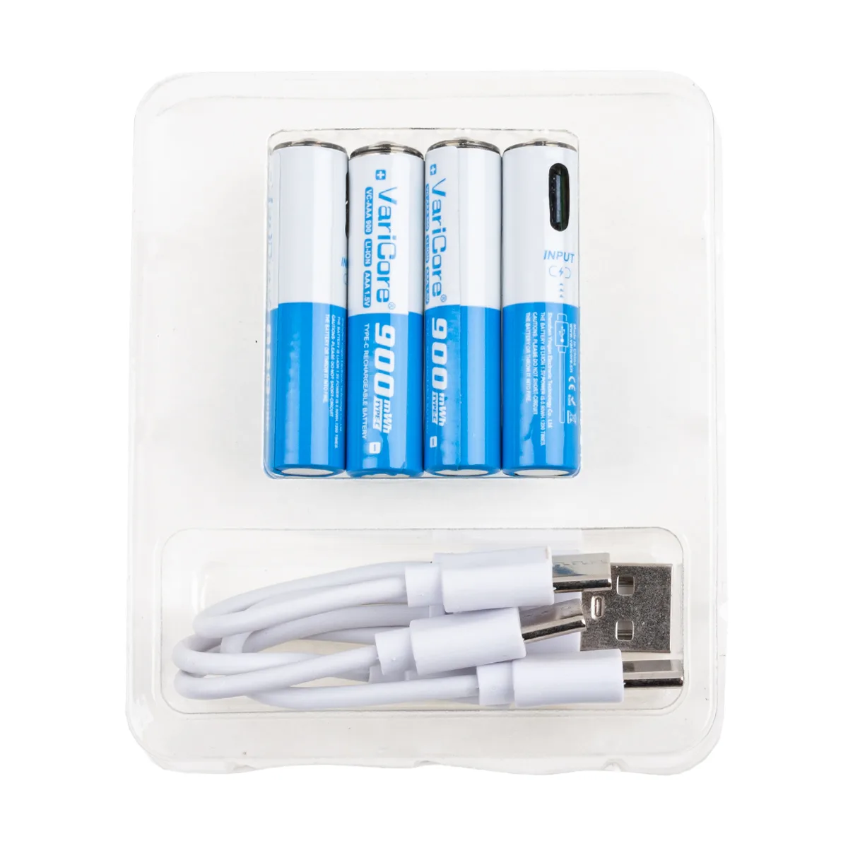 Аккумуляторные батарейки "AAA" VariCore Li-ion 1.5V 600 mAh (4 шт, перезаряжаемые, зарядка через Typ