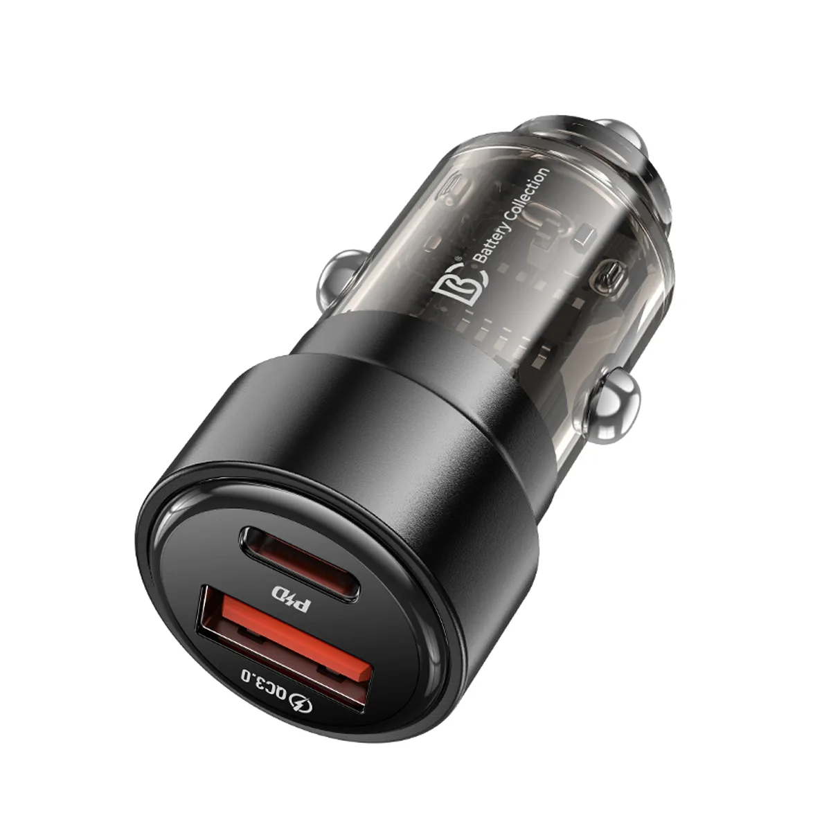 Автомобильное зарядное устройство USB/Type-C BC CC15 (75W, QC4.0, PD, SuperVOOC, 1Type-C, 1USB) Черн