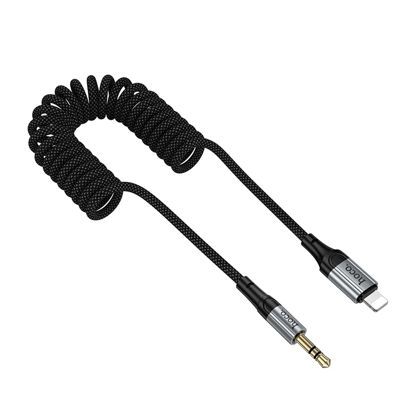 Кабель AUX "3,5 мм" Jack - Lightning Hoco UPA33A (1.5 м) Черный