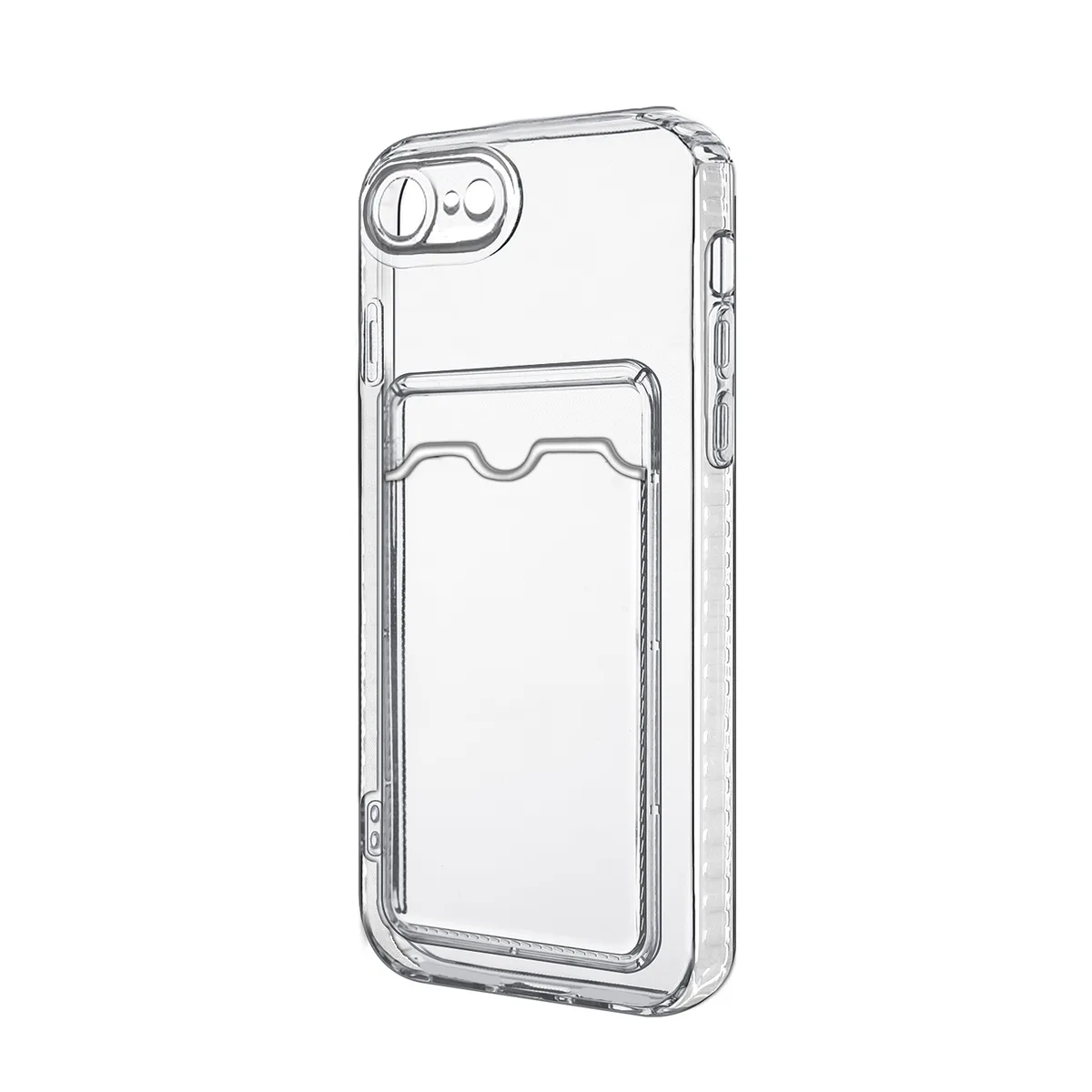 Чехол-накладка для iPhone 7/8/SE (2020)/SE (2022) (с защитой камеры, карманом для карт, прозрачный)