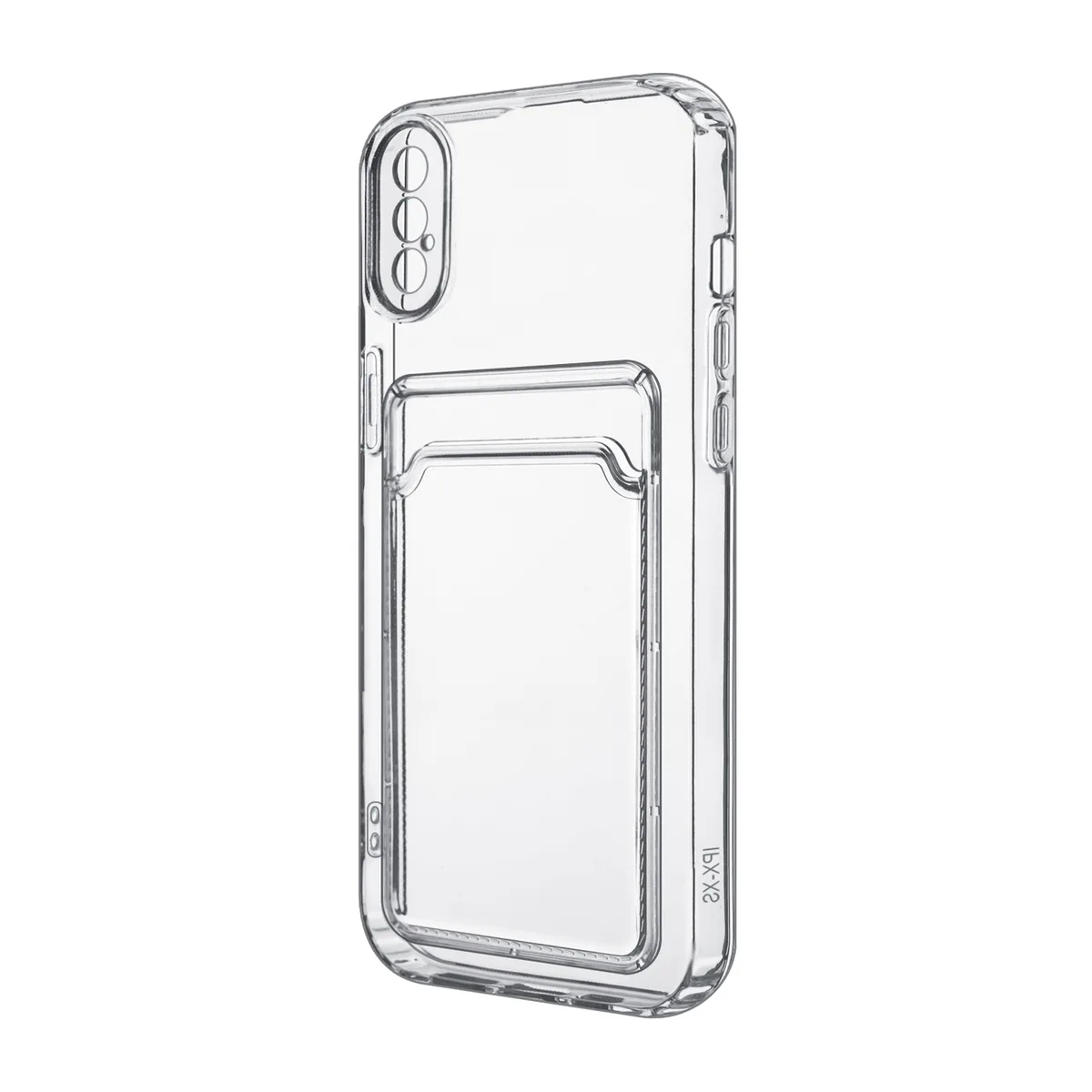 Чехол-накладка для iPhone X/Xs (с защитой камеры, карманом для карт, прозрачный)