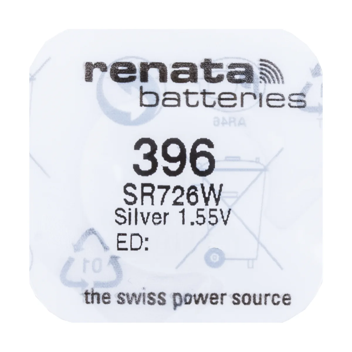 Батарейка 396/397/SR726W Renata Silver 1.55V