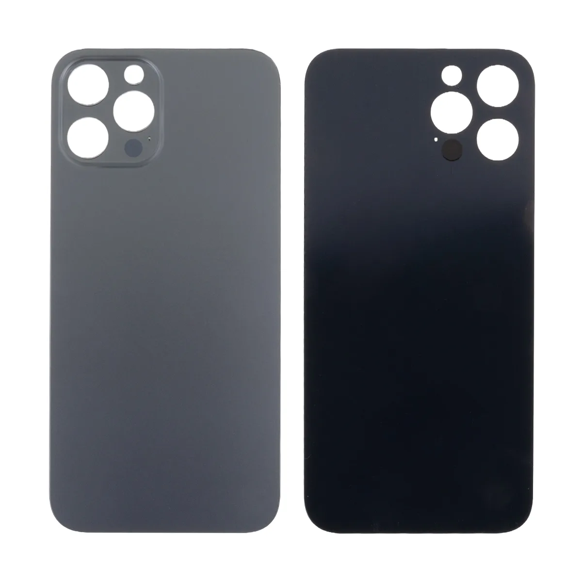 Задняя крышка для iPhone 12 Pro Max (A2411) Серый (стекло, узкий вырез под камеру, логотип) - Премиу