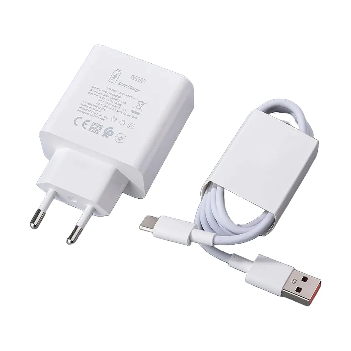 Сетевое зарядное устройство USB для Huawei SuperCharger (66W, QC3.0, кабель Type-C) Белый