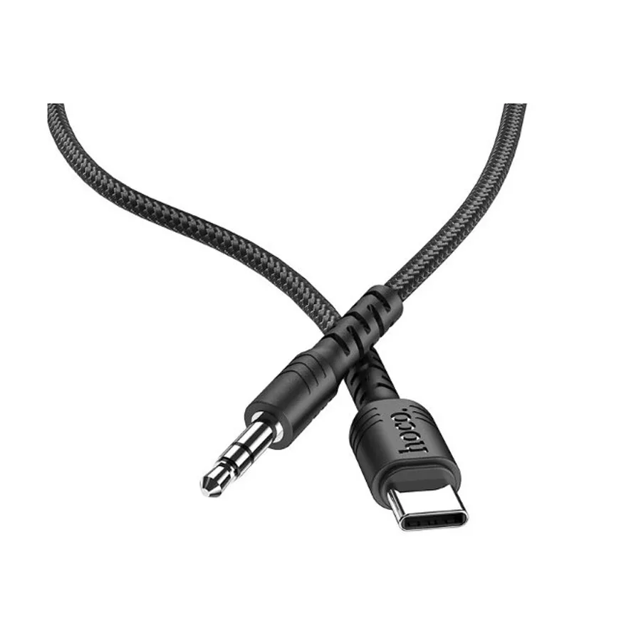 Кабель AUX "3,5 мм" Jack - Type-C Hoco UPA-17 (оплетка нейлон) Черный