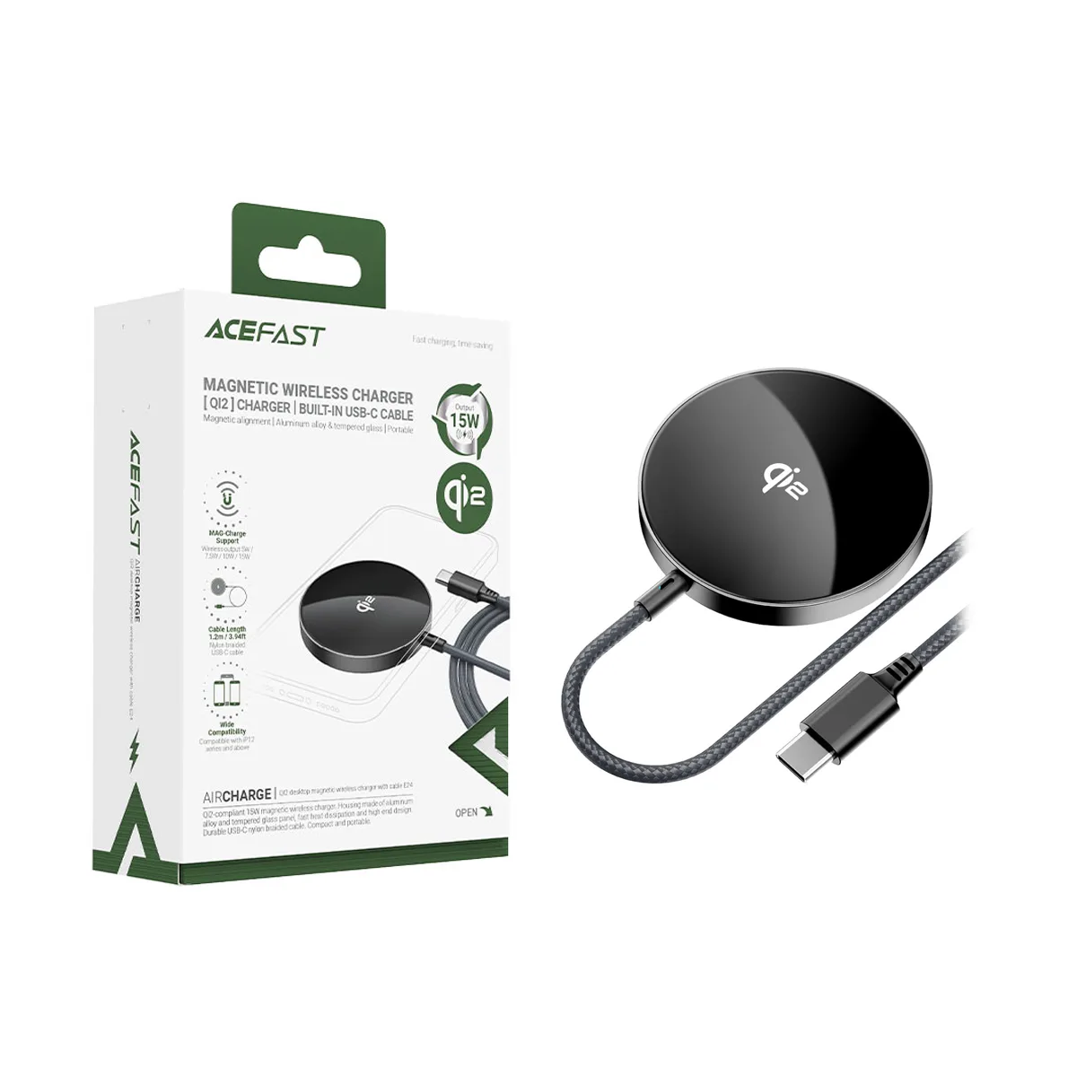 Беспроводное зарядное устройство Acefast E24 (15W, Qi2) Серый