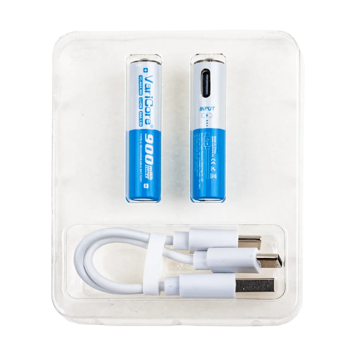 Аккумуляторные батарейки "AAA" VariCore Li-ion 1.5V 600 mAh (2 шт, перезаряжаемые, зарядка через Typ