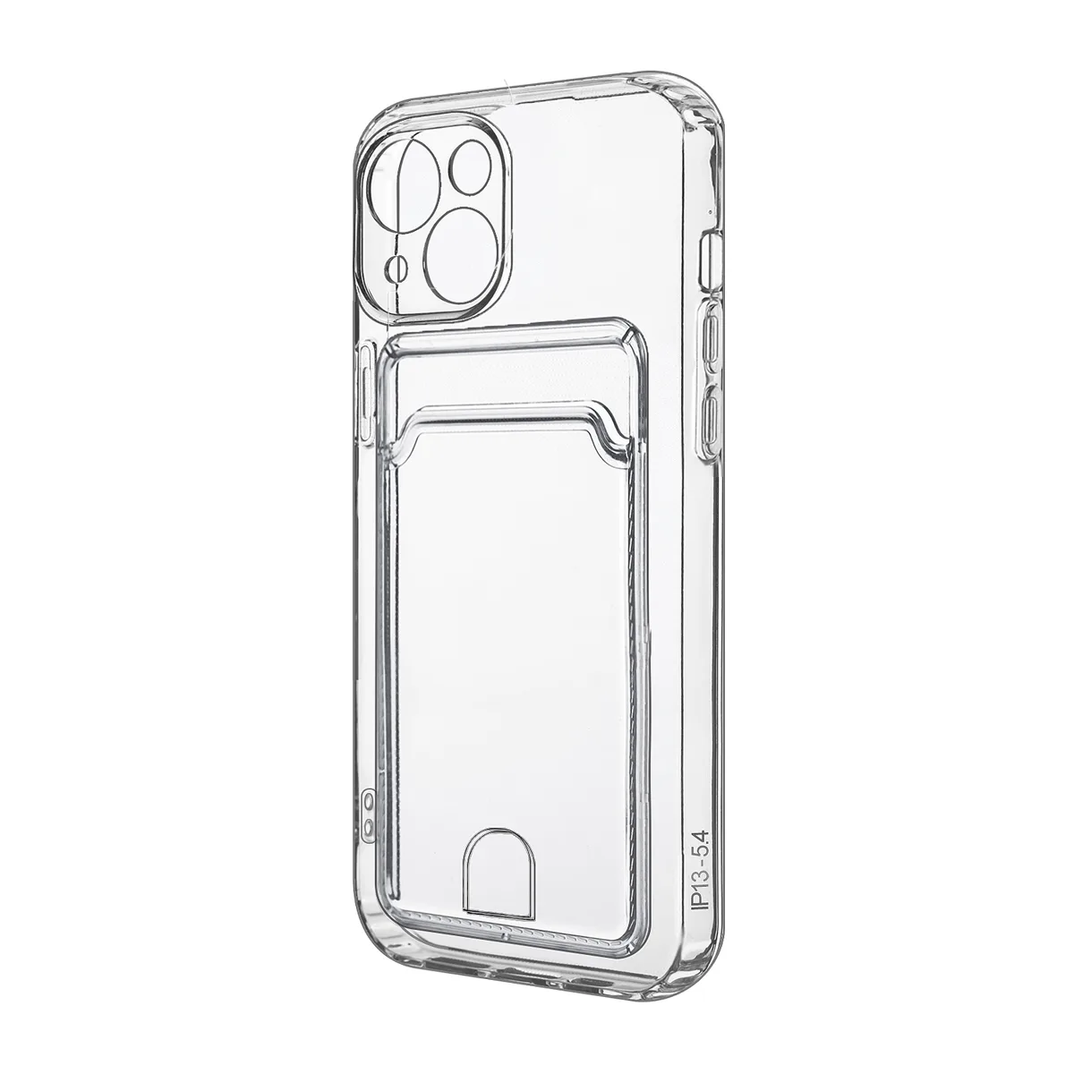 Чехол-накладка для iPhone 13 mini (с защитой камеры, карманом для карт, прозрачный)