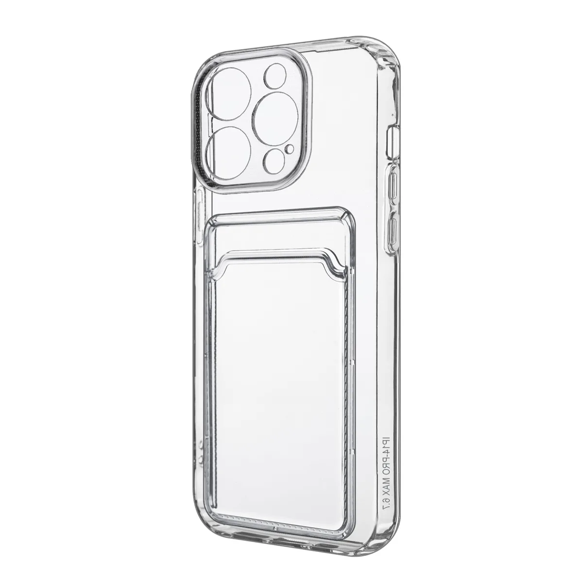 Чехол-накладка для iPhone 14 Pro Max (с защитой камеры, карманом для карт, прозрачный)