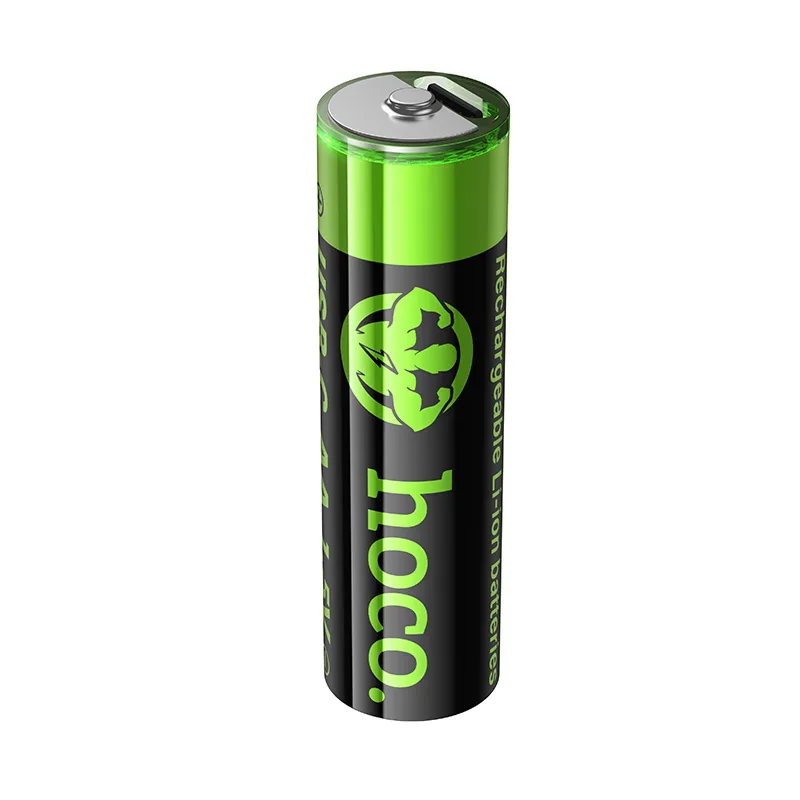 Аккумуляторные батарейки "AA" Hoco Li-ion 1.5V 2100 mAh (2 шт, перезаряжаемые, зарядка через Type-C)