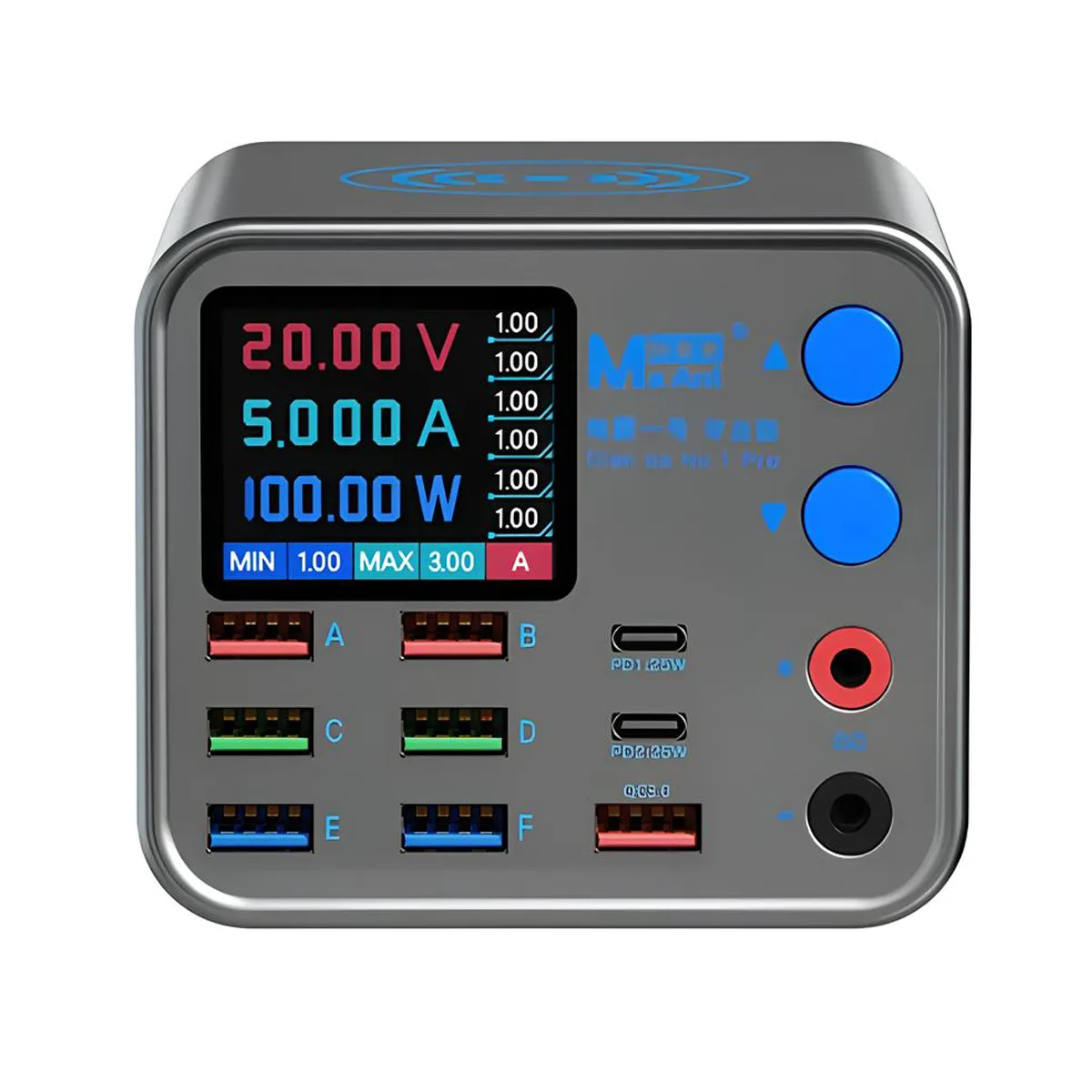 Зарядная станция MaAnt DianBa No.1 Pro (200W, 9 портов, 6USB/USB-QC/2Type-C-PD, Qi 10W, LCD)