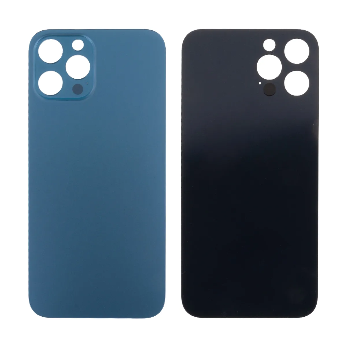 Задняя крышка для iPhone 12 Pro Max (A2411) Синий (стекло, узкий вырез под камеру, логотип) - Премиу
