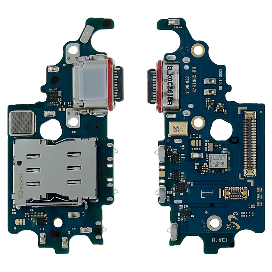 Шлейф для Samsung Galaxy S21 (G991B/EU version) плата системный разъем/разъем SIM/микрофон - Премиум