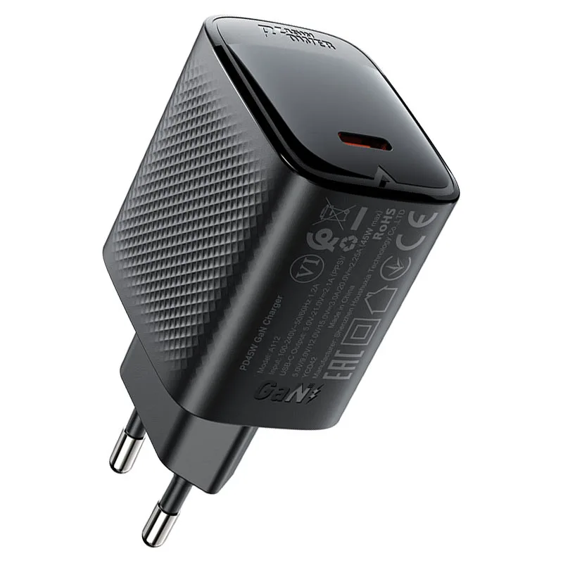 Сетевое зарядное устройство Type-C Acefast A112 (45W, PD, AVS, GaN) Черный