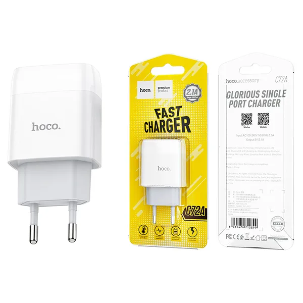 Сетевое зарядное устройство USB Hoco C72A (10.5W) Белый
