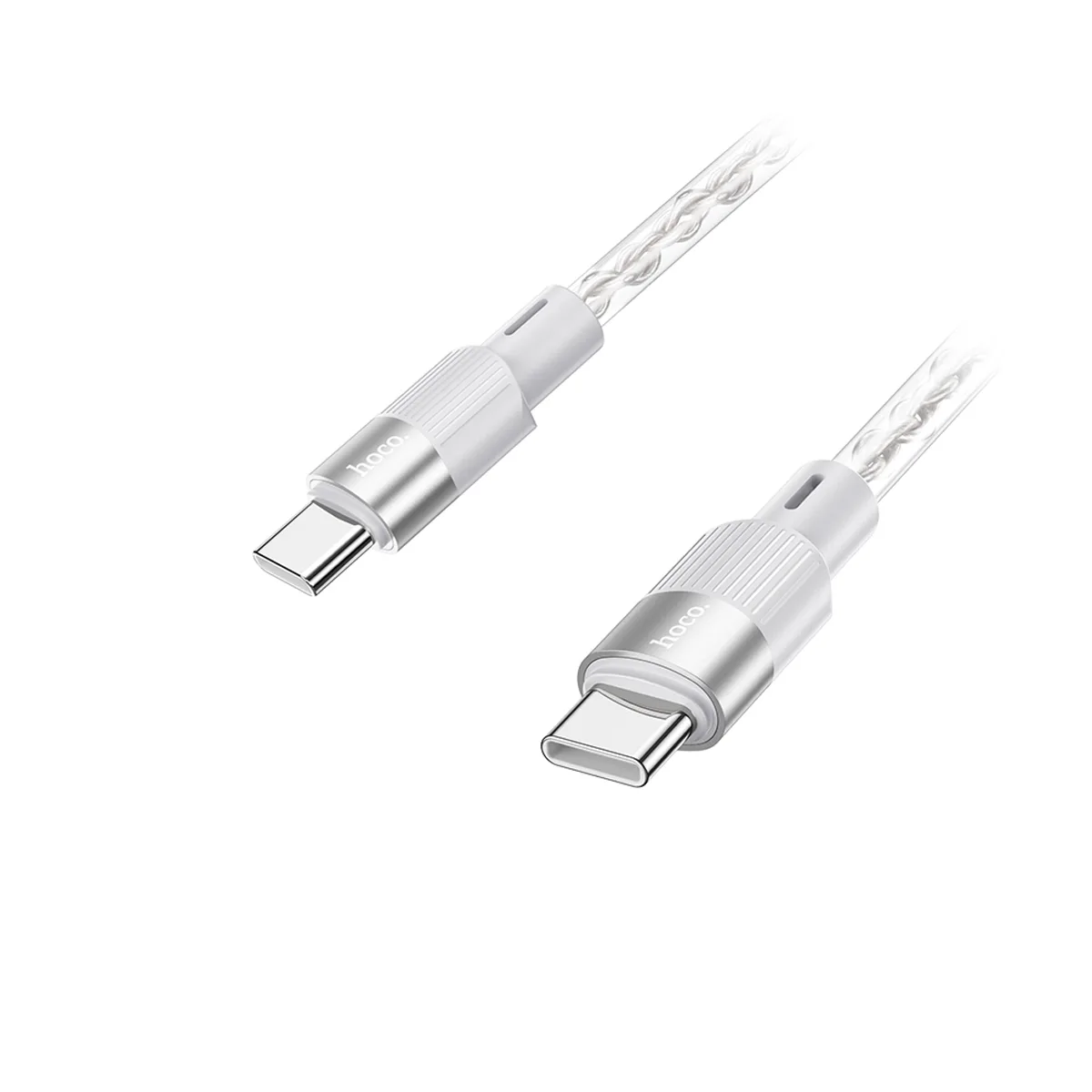 Кабель Type-C - Type-C Hoco X99 (3A, 60W, PD, прозрачный силикон, термостойкий) Серый
