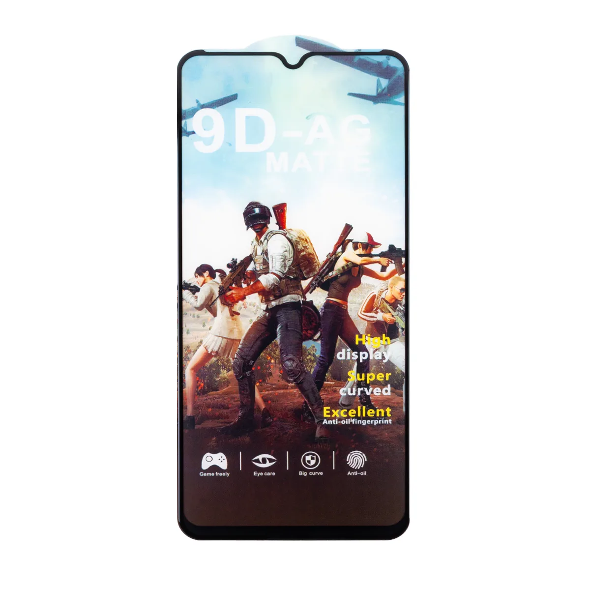 Защитное стекло "Матовое" для Xiaomi Redmi 10C/12C/Poco C40/C55 Черный