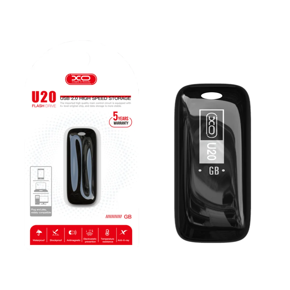 USB-флеш (USB 2.0) 32GB XO U20 Черный