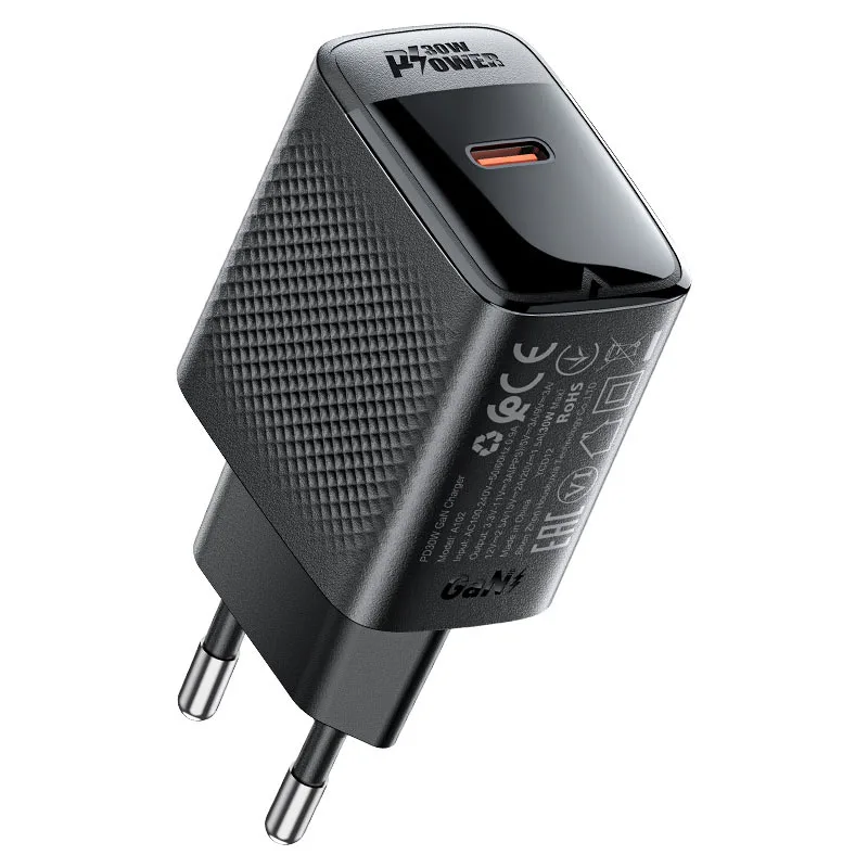 Сетевое зарядное устройство Type-C Acefast A102 (30W, PD, GaN) Черный