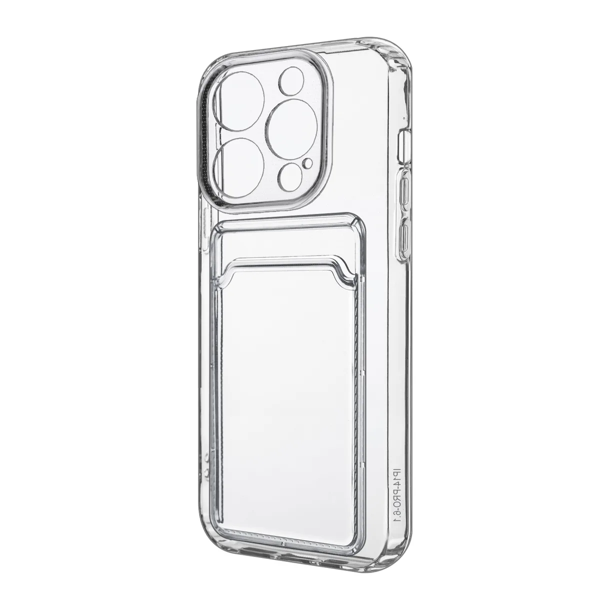 Чехол-накладка для iPhone 14 Pro (с защитой камеры, карманом для карт, прозрачный)