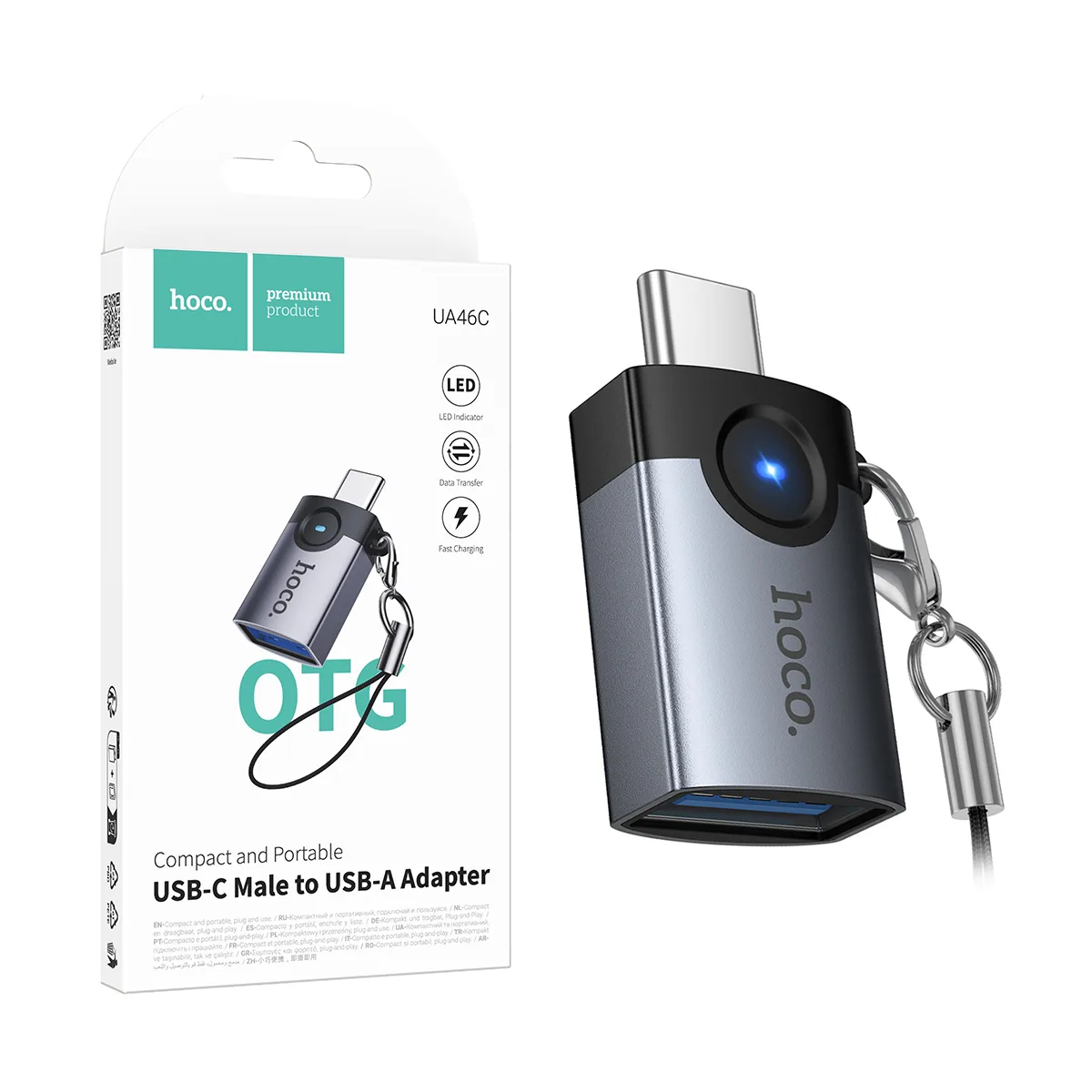 Адаптер Type-C - USB Hoco UA46C Серый