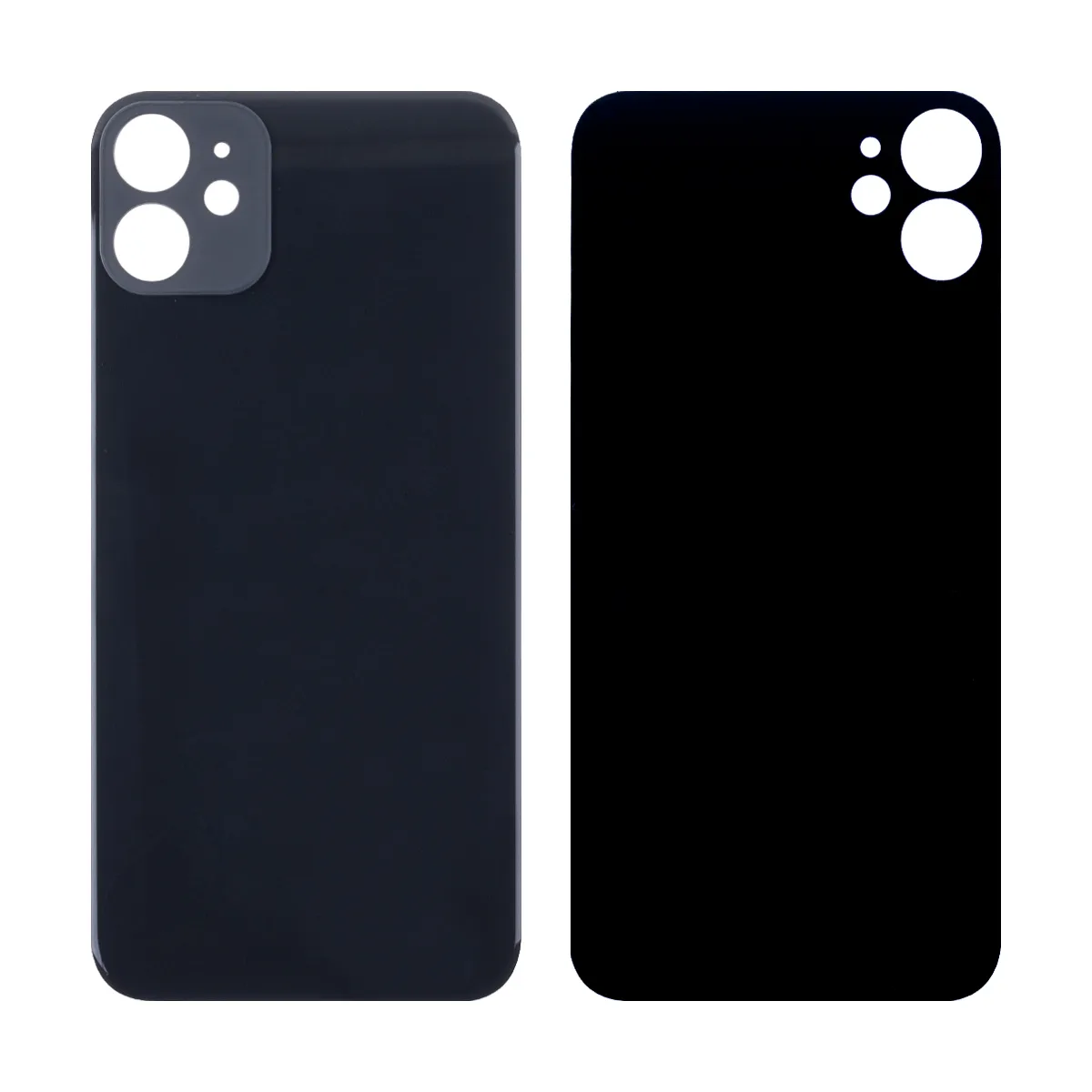 Задняя крышка для iPhone 11 (A2221) Черный (стекло, широкий вырез под камеру, логотип)