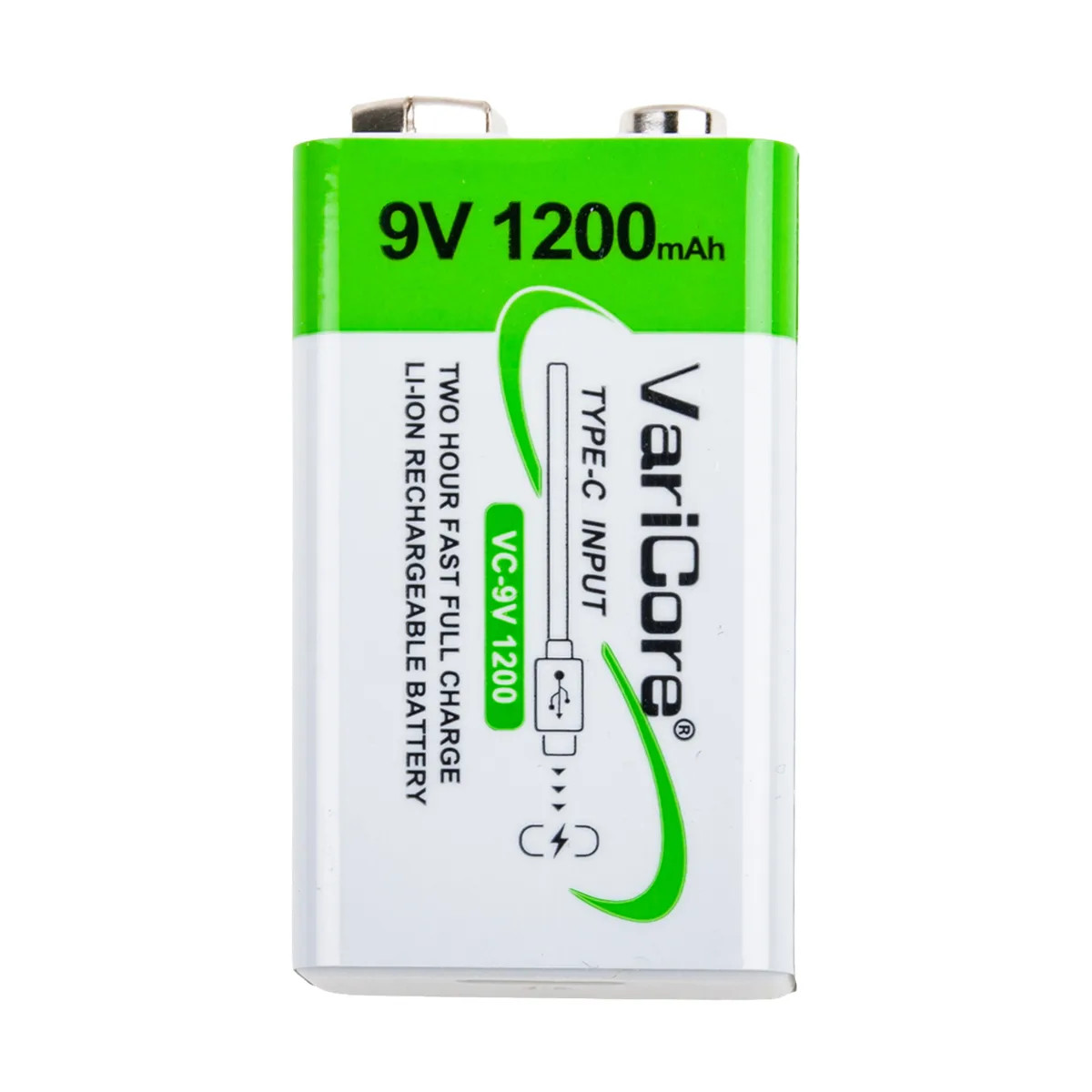 Аккумуляторные батарейки "Крона" 6LR61 VariCore Li-ion 9V 1200 mAh (перезаряжаемые, зарядка через Ty