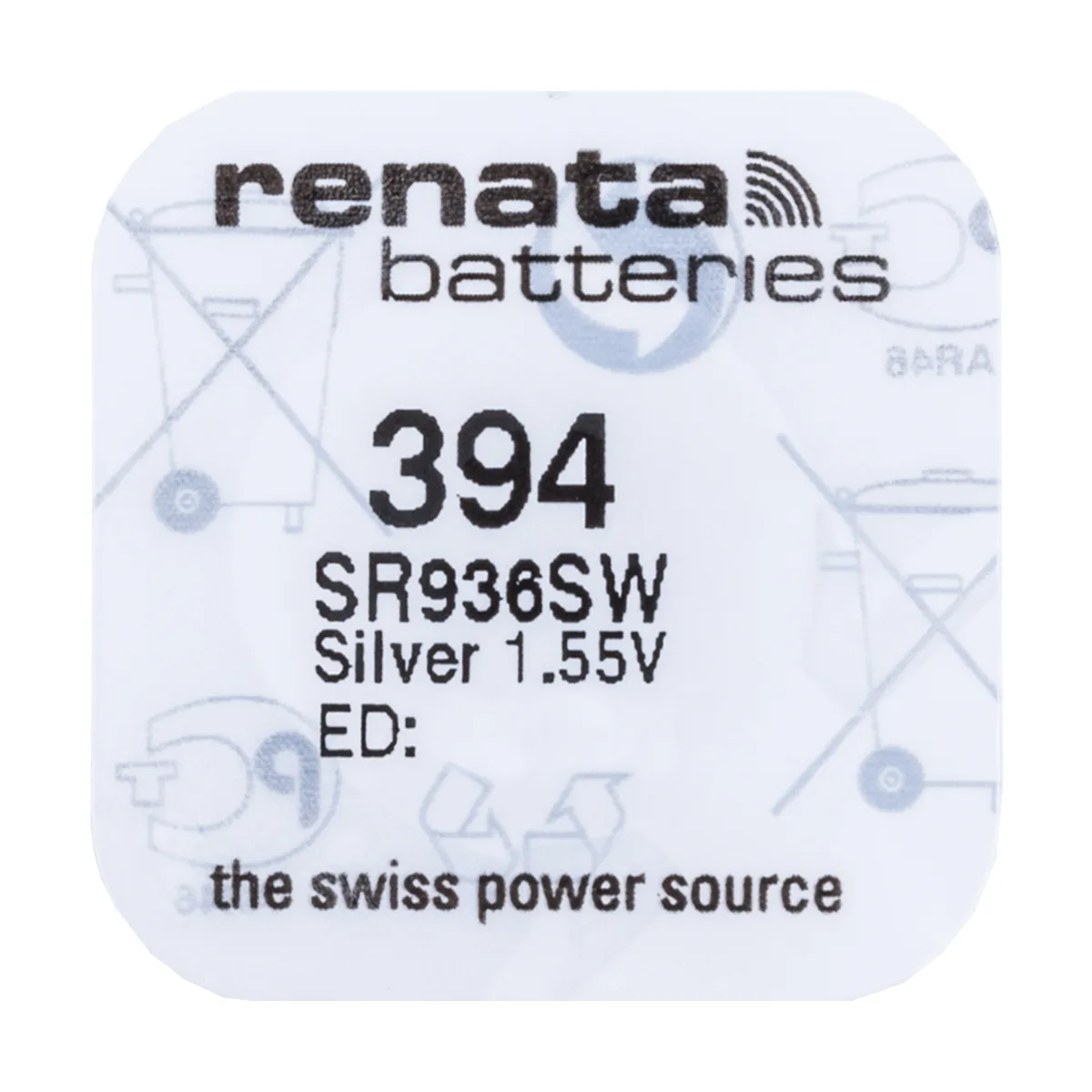 Батарейка 394/380/SR936SW/G9 Renata Silver 1.55V