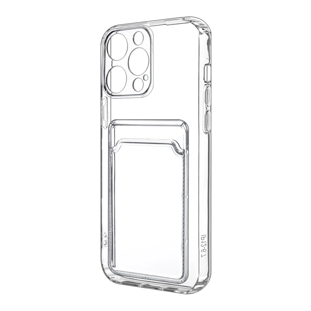Чехол-накладка для iPhone 12 Pro Max (с защитой камеры, карманом для карт, прозрачный)