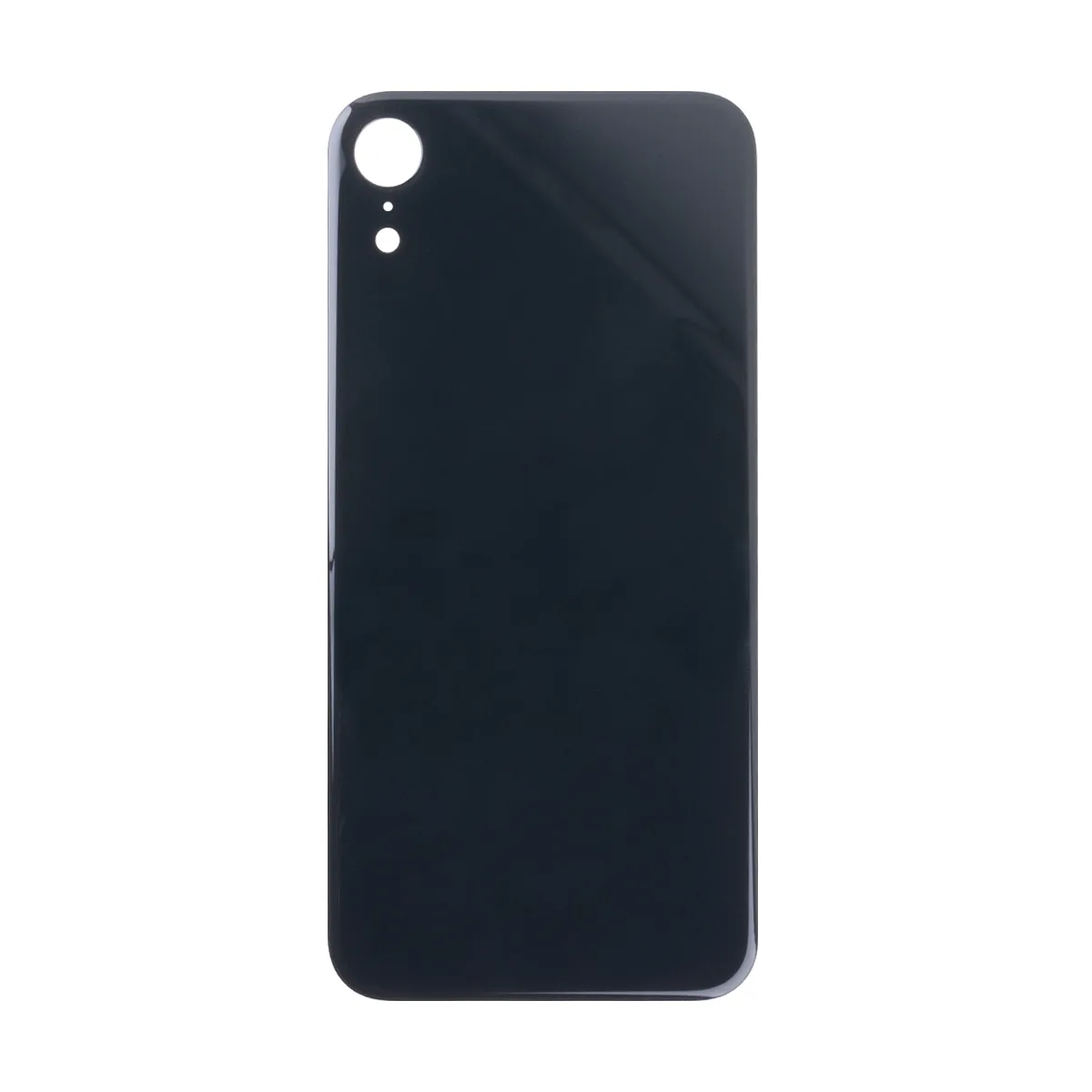 Задняя крышка для iPhone Xr (A2105) Черный (стекло, монолит, широкий вырез под камеру, логотип) - Пр