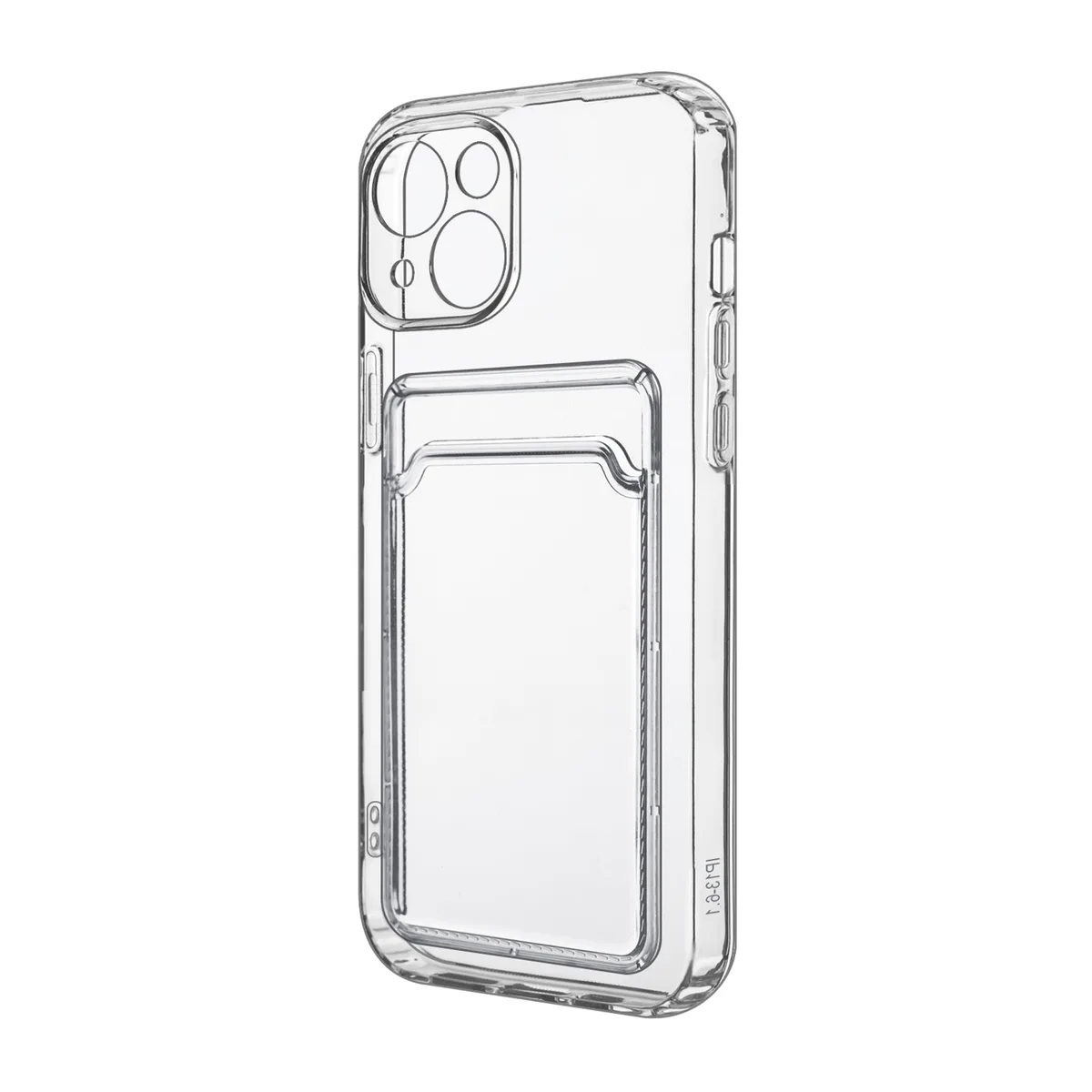 Чехол-накладка для iPhone 13 (с защитой камеры, карманом для карт, прозрачный)