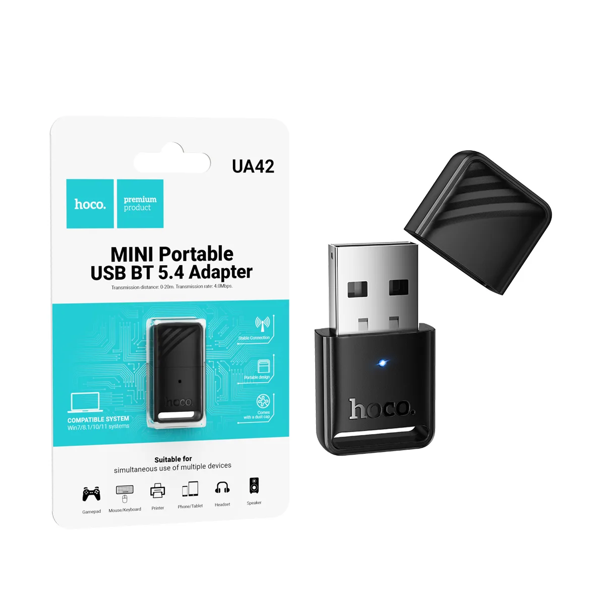 Адаптер USB Hoco UA42 (Bluetooth 5.4) Черный