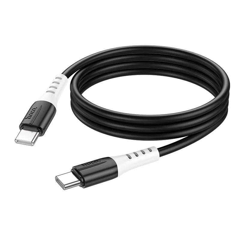 Кабель Type-C - Type-C Hoco X82 (3A, 60W, PD, оплетка силикон, термостойкий) Черный