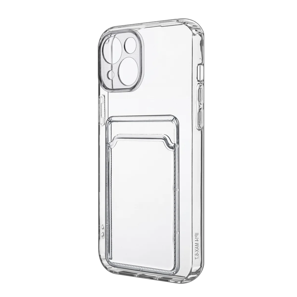 Чехол-накладка для iPhone 14 Plus (с защитой камеры, карманом для карт, прозрачный)