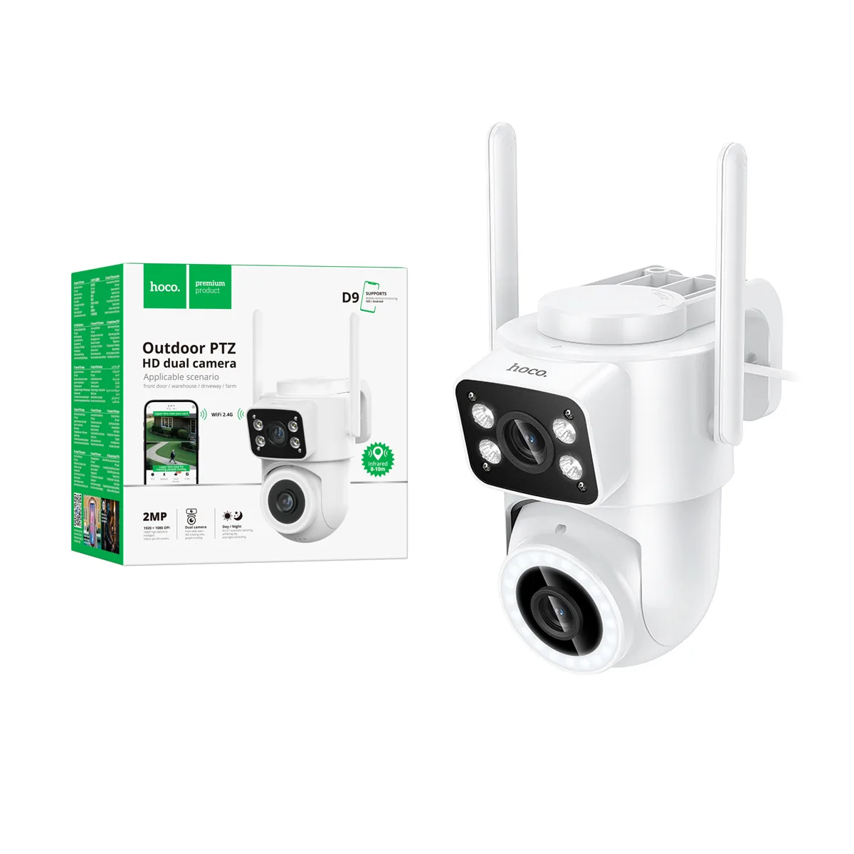 Камера видеонаблюдения Hoco D9 (Bluetooth, Wi-Fi, Full HD 1920?1080) Белый